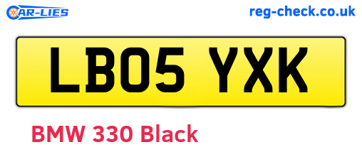 LB05YXK are the vehicle registration plates.