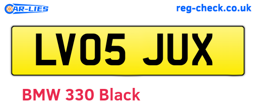 LV05JUX are the vehicle registration plates.
