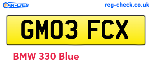 GM03FCX are the vehicle registration plates.