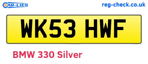 WK53HWF are the vehicle registration plates.