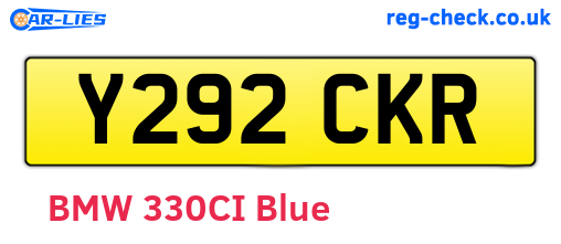 Y292CKR are the vehicle registration plates.