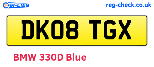 DK08TGX are the vehicle registration plates.