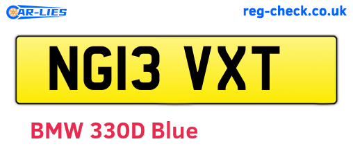 NG13VXT are the vehicle registration plates.