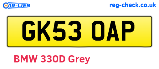 GK53OAP are the vehicle registration plates.