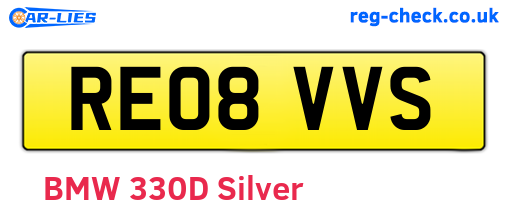 RE08VVS are the vehicle registration plates.