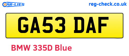 GA53DAF are the vehicle registration plates.