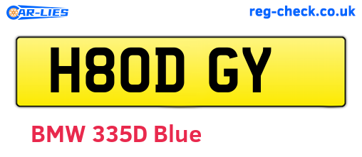 H80DGY are the vehicle registration plates.