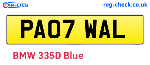PA07WAL are the vehicle registration plates.