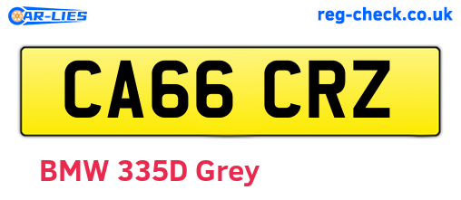 CA66CRZ are the vehicle registration plates.