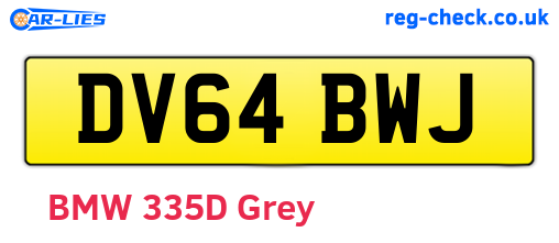 DV64BWJ are the vehicle registration plates.