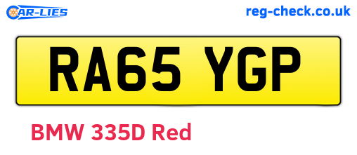 RA65YGP are the vehicle registration plates.