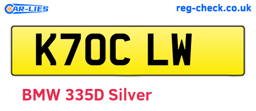 K70CLW are the vehicle registration plates.