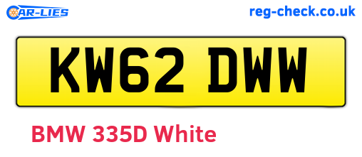 KW62DWW are the vehicle registration plates.