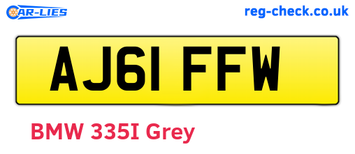 AJ61FFW are the vehicle registration plates.