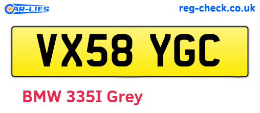 VX58YGC are the vehicle registration plates.