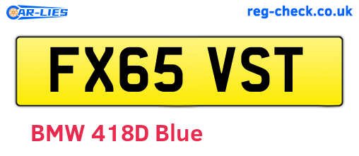 FX65VST are the vehicle registration plates.