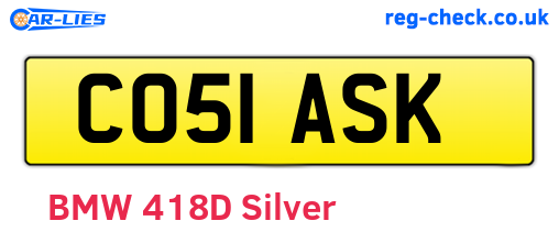 CO51ASK are the vehicle registration plates.