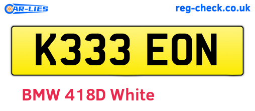 K333EON are the vehicle registration plates.