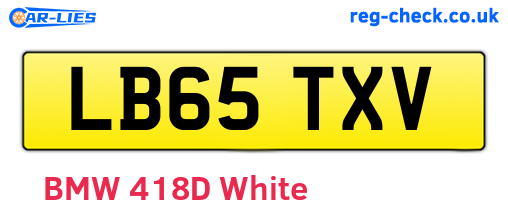 LB65TXV are the vehicle registration plates.