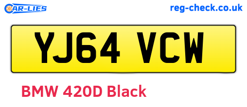 YJ64VCW are the vehicle registration plates.