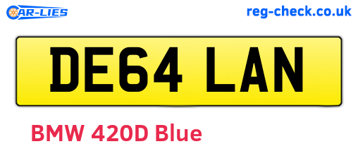 DE64LAN are the vehicle registration plates.