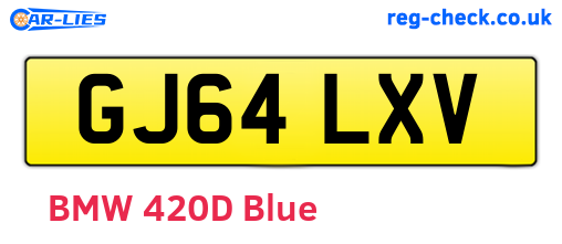 GJ64LXV are the vehicle registration plates.