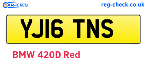 YJ16TNS are the vehicle registration plates.