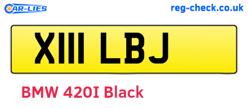 X111LBJ are the vehicle registration plates.