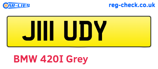 J111UDY are the vehicle registration plates.
