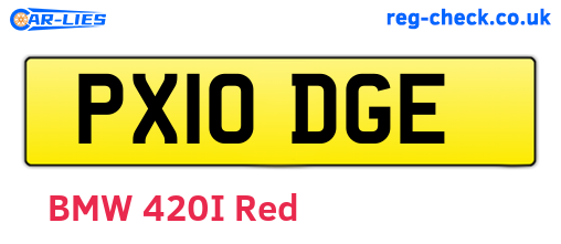 PX10DGE are the vehicle registration plates.