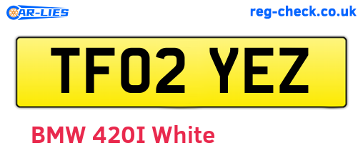 TF02YEZ are the vehicle registration plates.