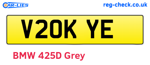 V20KYE are the vehicle registration plates.