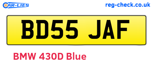BD55JAF are the vehicle registration plates.