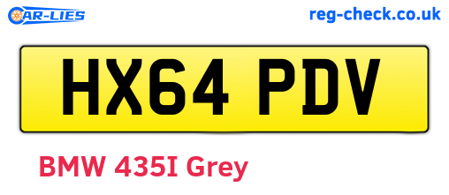 HX64PDV are the vehicle registration plates.