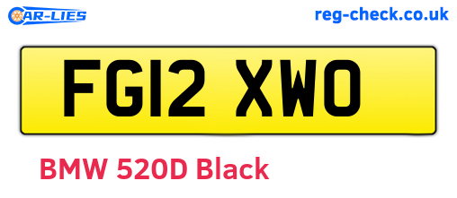 FG12XWO are the vehicle registration plates.