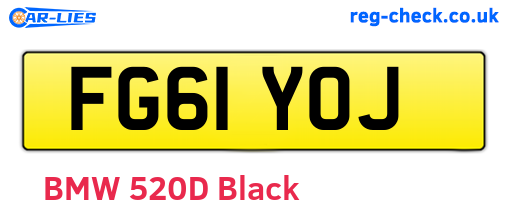 FG61YOJ are the vehicle registration plates.