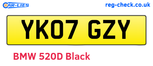 YK07GZY are the vehicle registration plates.