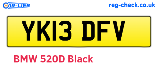 YK13DFV are the vehicle registration plates.