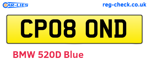 CP08OND are the vehicle registration plates.