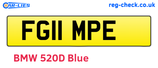FG11MPE are the vehicle registration plates.