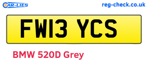 FW13YCS are the vehicle registration plates.