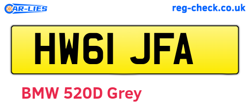 HW61JFA are the vehicle registration plates.