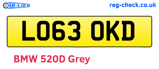 LO63OKD are the vehicle registration plates.