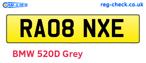 RA08NXE are the vehicle registration plates.