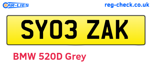 SY03ZAK are the vehicle registration plates.