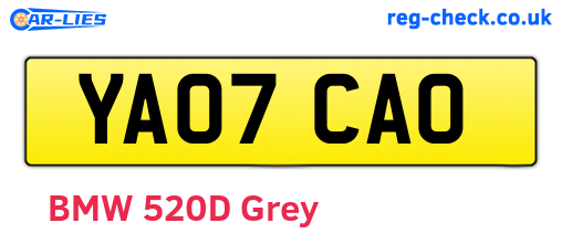 YA07CAO are the vehicle registration plates.