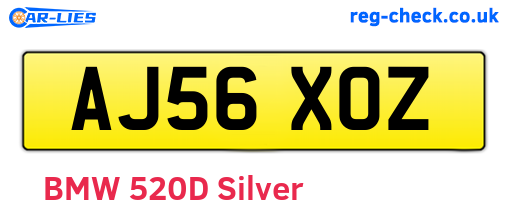 AJ56XOZ are the vehicle registration plates.