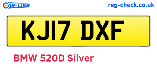 KJ17DXF are the vehicle registration plates.