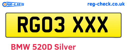 RG03XXX are the vehicle registration plates.