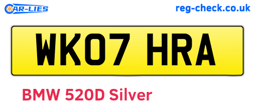 WK07HRA are the vehicle registration plates.